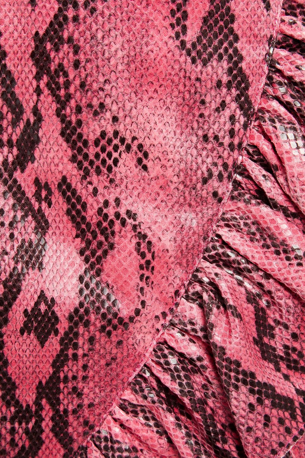 MSGM Ruffled snake-print faux suede mini skirt