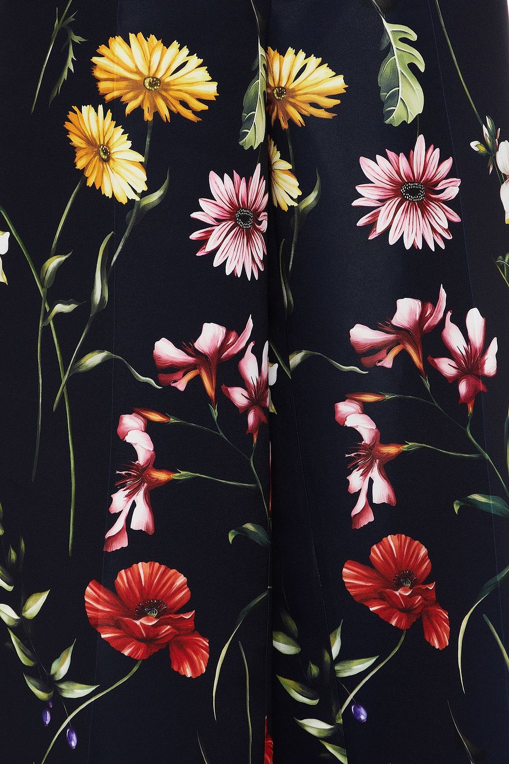 OSCAR DE LA RENTA Floral-print faille wide-leg pants