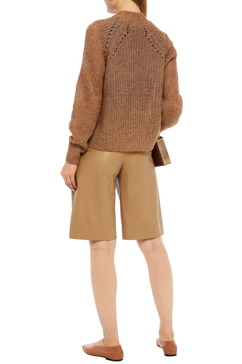 360CASHMERE Pointelle-trimmed metallic open-knit alpaca-blend cardigan