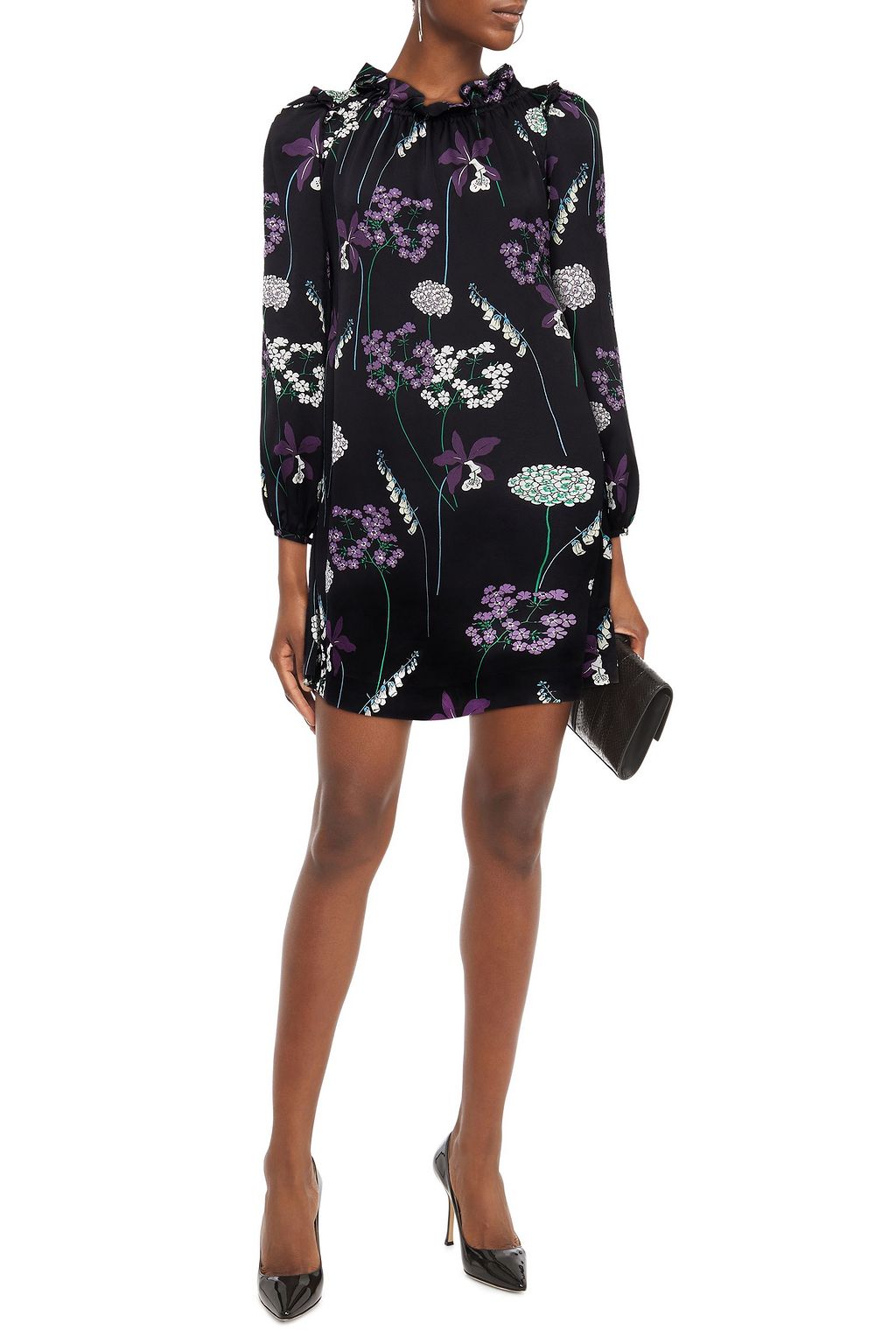GOAT Mable ruffled floral-print satin-crepe mini dress