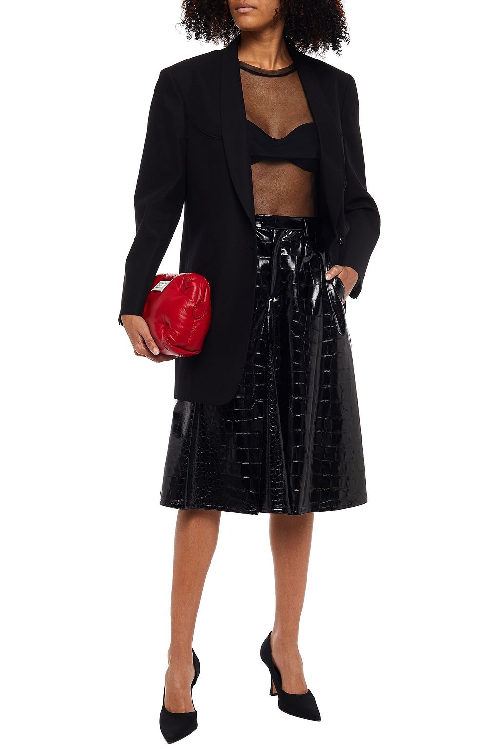 MAISON MARGIELA Pleated faux croc-effect leather culottes