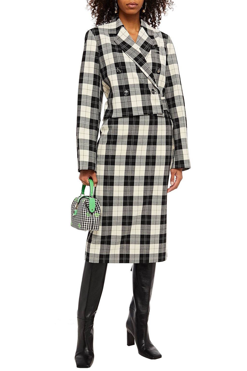 BAUM UND PFERDGARTEN Sibila checked crepe midi pencil skirt