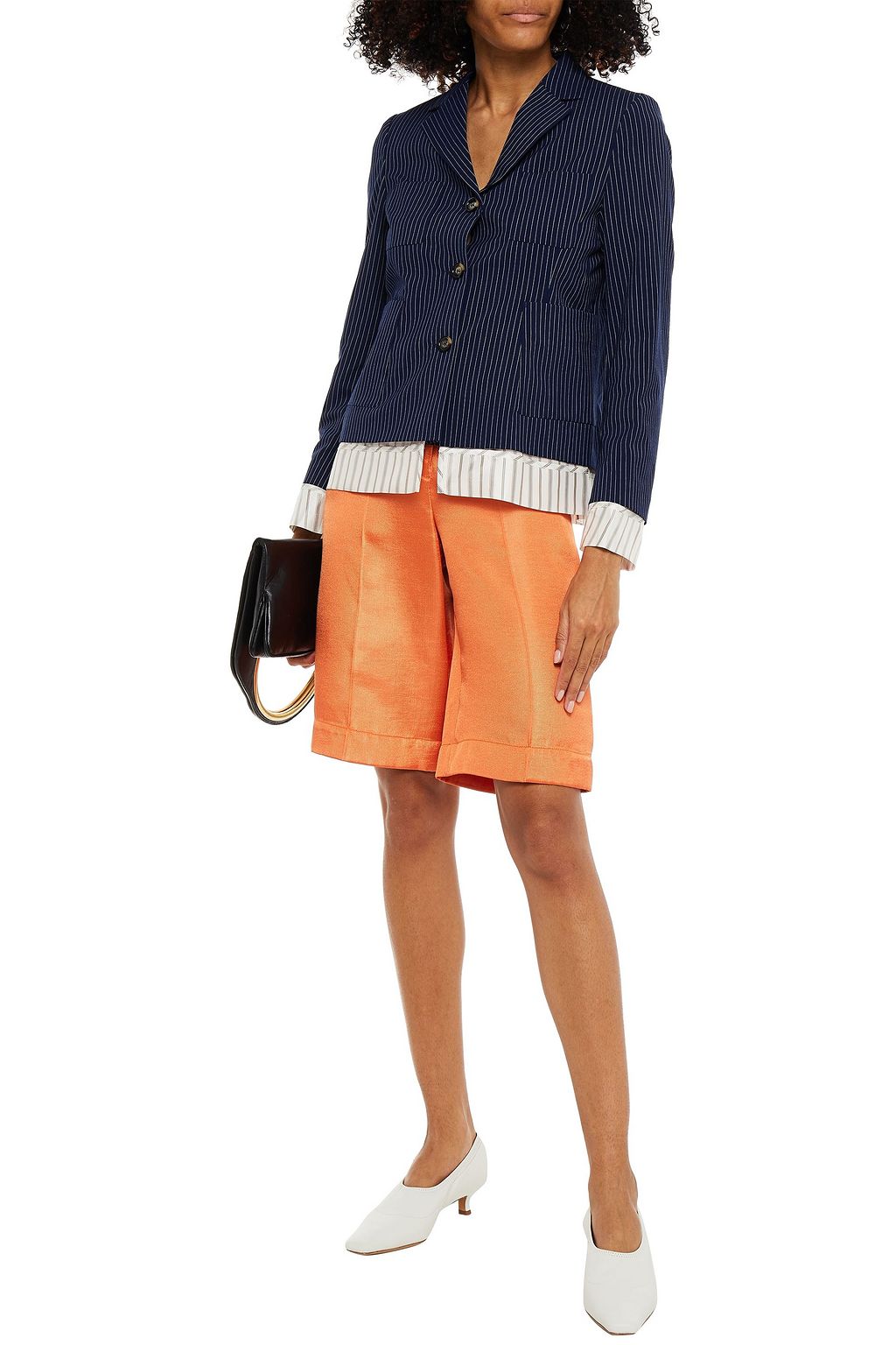 BAUM UND PFERDGARTEN Bolivia satin-trimmed pinstriped woven blazer