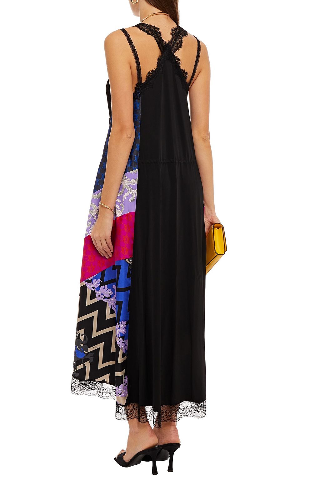 KOCHÉ X PUCCI Satin-paneled printed silk-twill midi dress