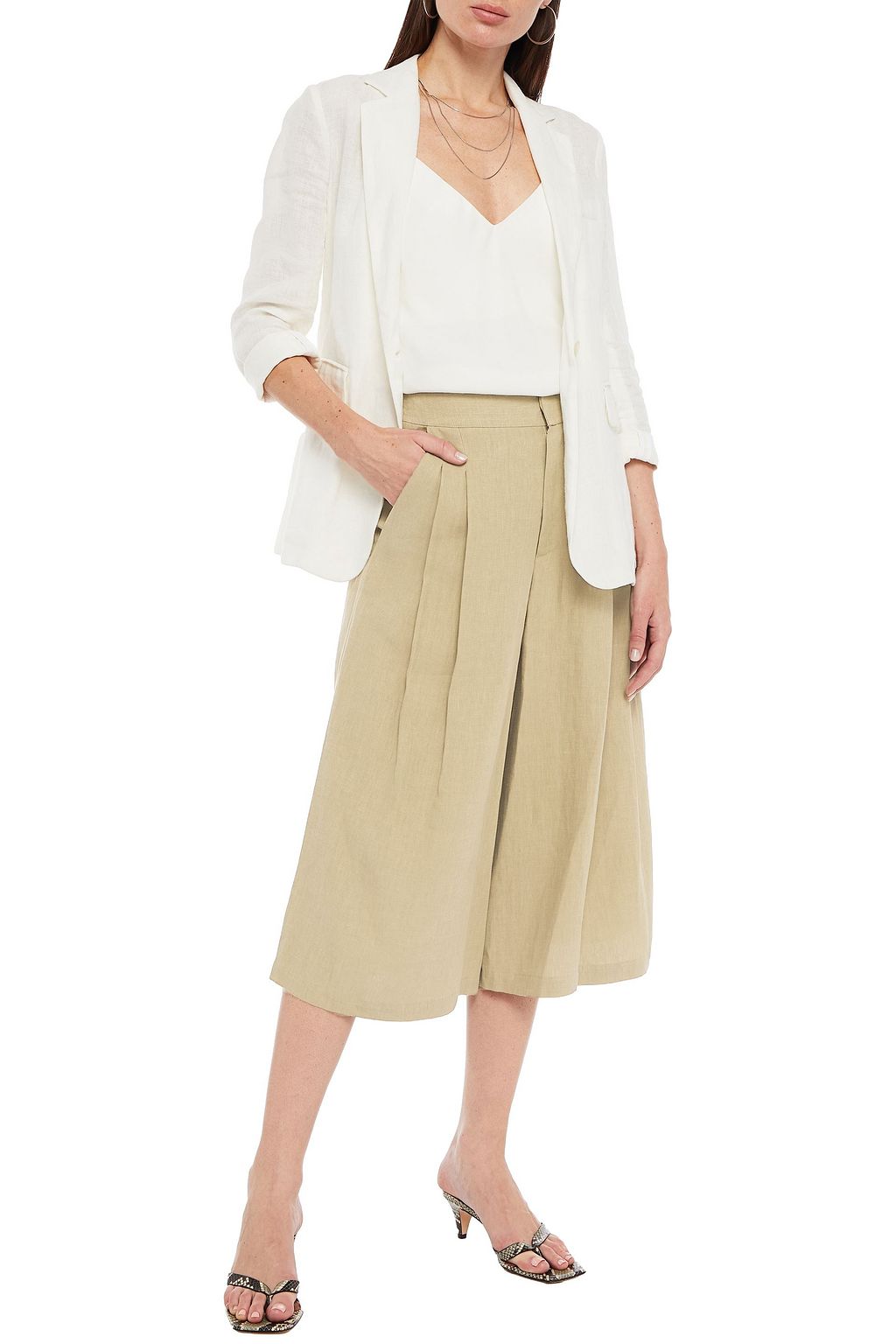LE KASHA Abadan pleated linen culottes