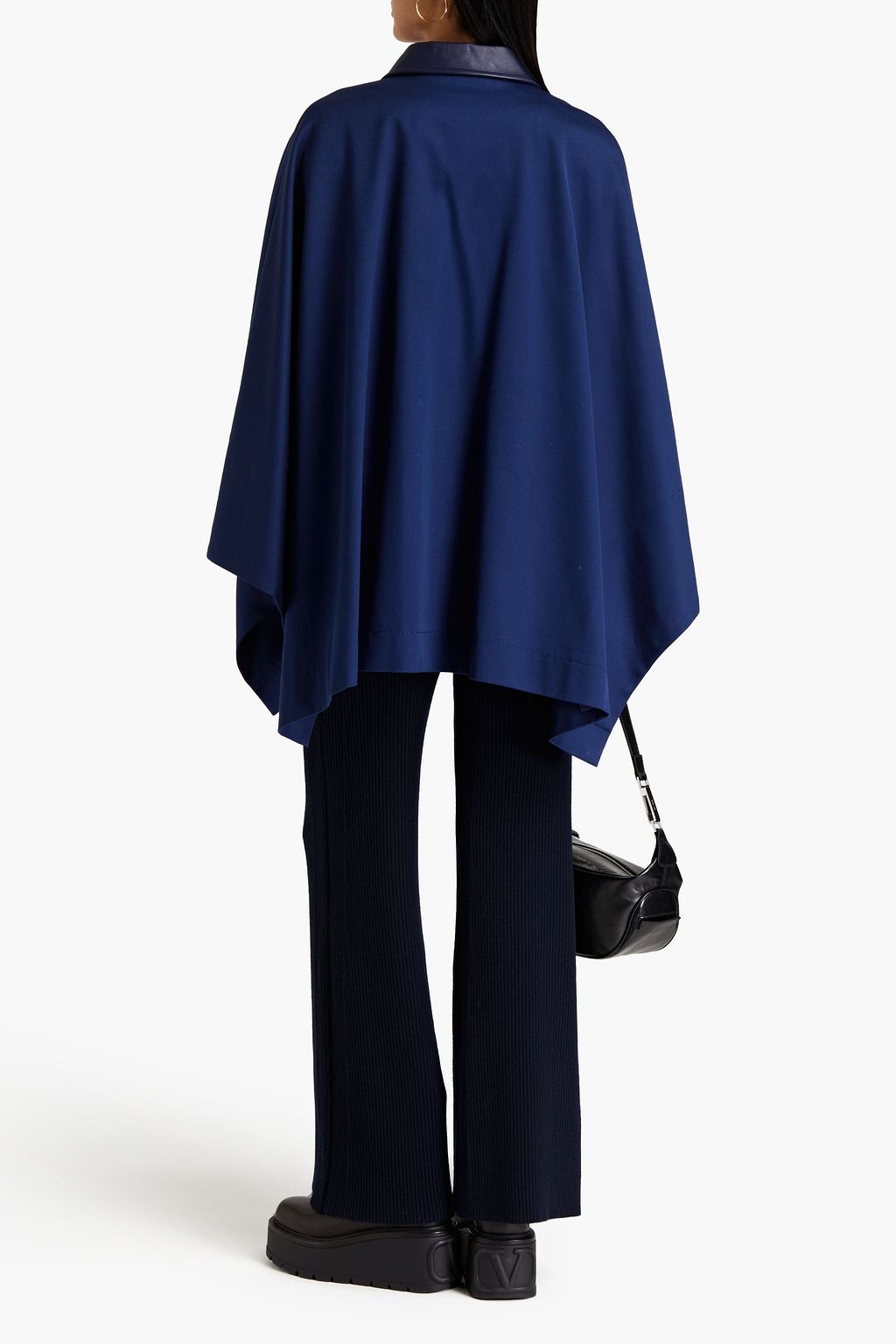 PUCCI Oversized belted leather-trimmed cotton-blend cape
