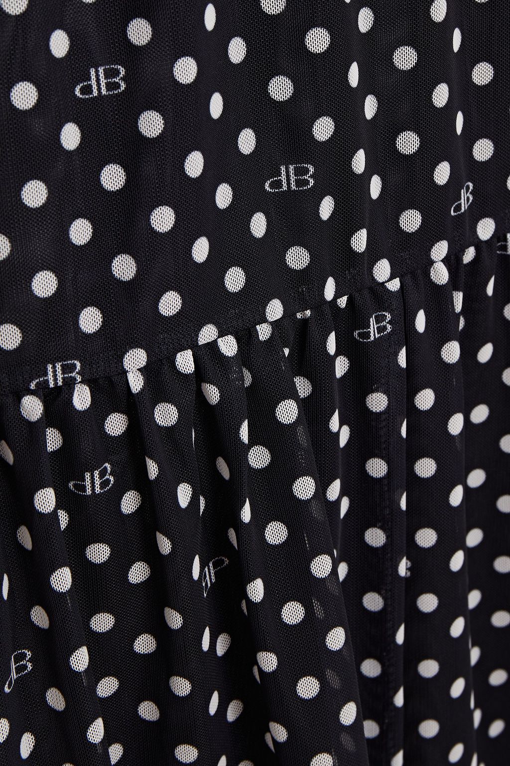 BAUM UND PFERDGARTEN Jucile tiered polka-dot stretch-mesh midi skirt