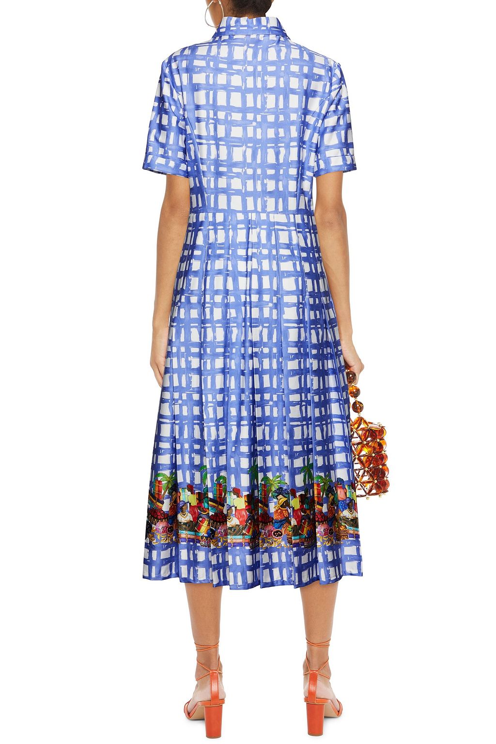 STELLA JEAN Pleated printed stretch-cotton poplin midi shirt dress