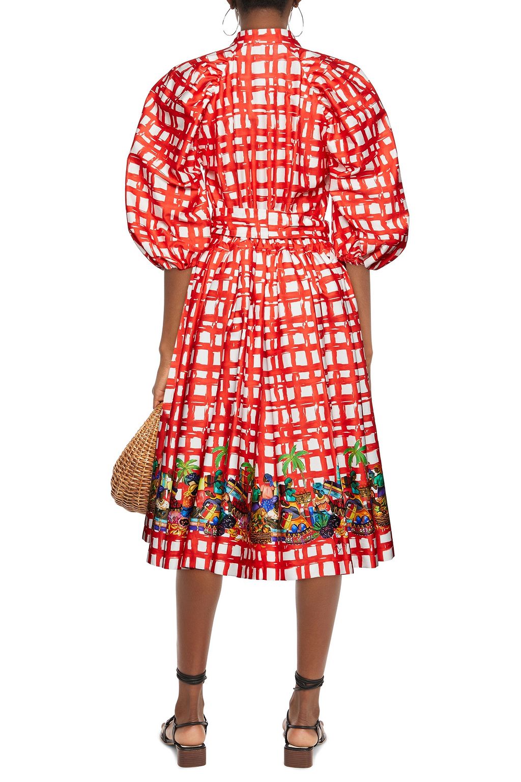 STELLA JEAN Belted wrap-effect printed stretch-cotton poplin midi dress