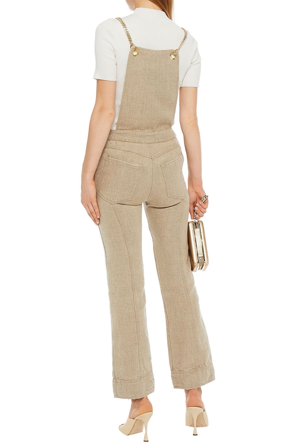 BALMAIN Chain-trimmed linen overalls