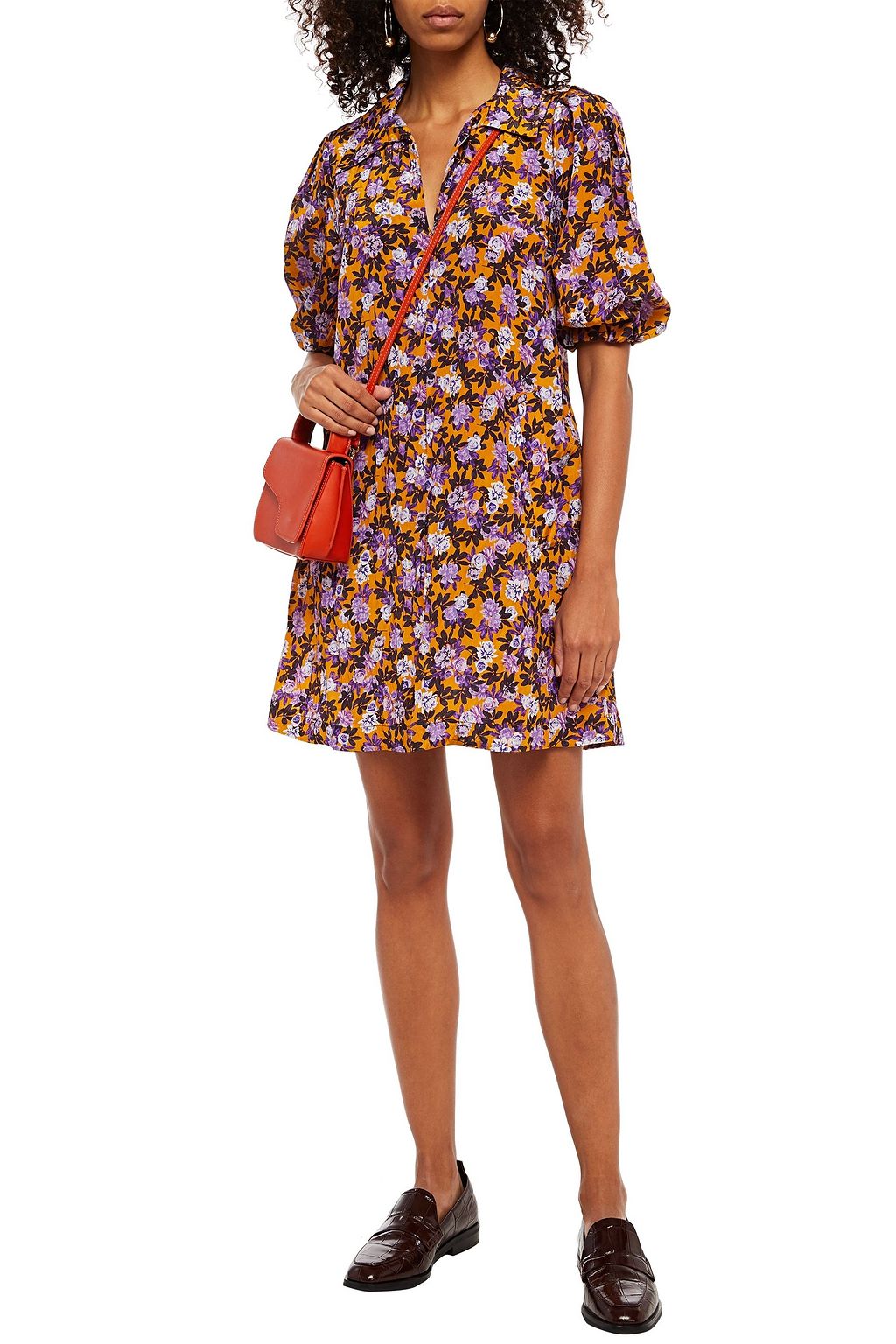 BAUM UND PFERDGARTEN Avagail floral-print crinkled-satin mini dress