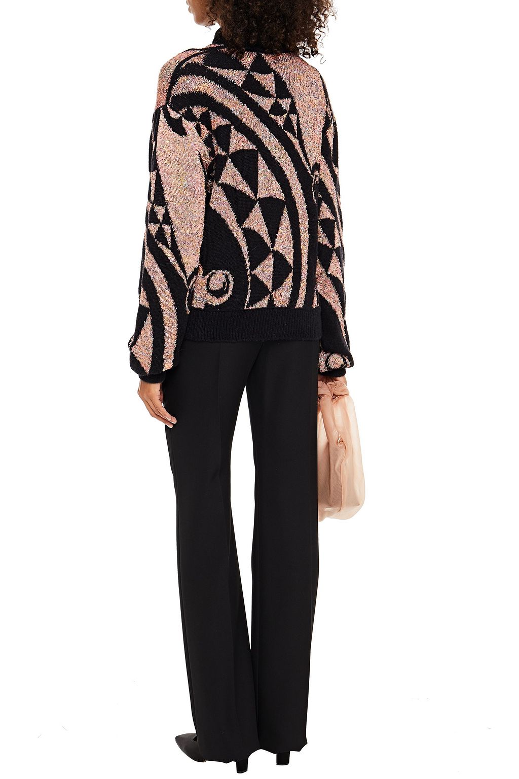 PUCCI Wrap-effect sequin-embellished jacquard-knit sweater