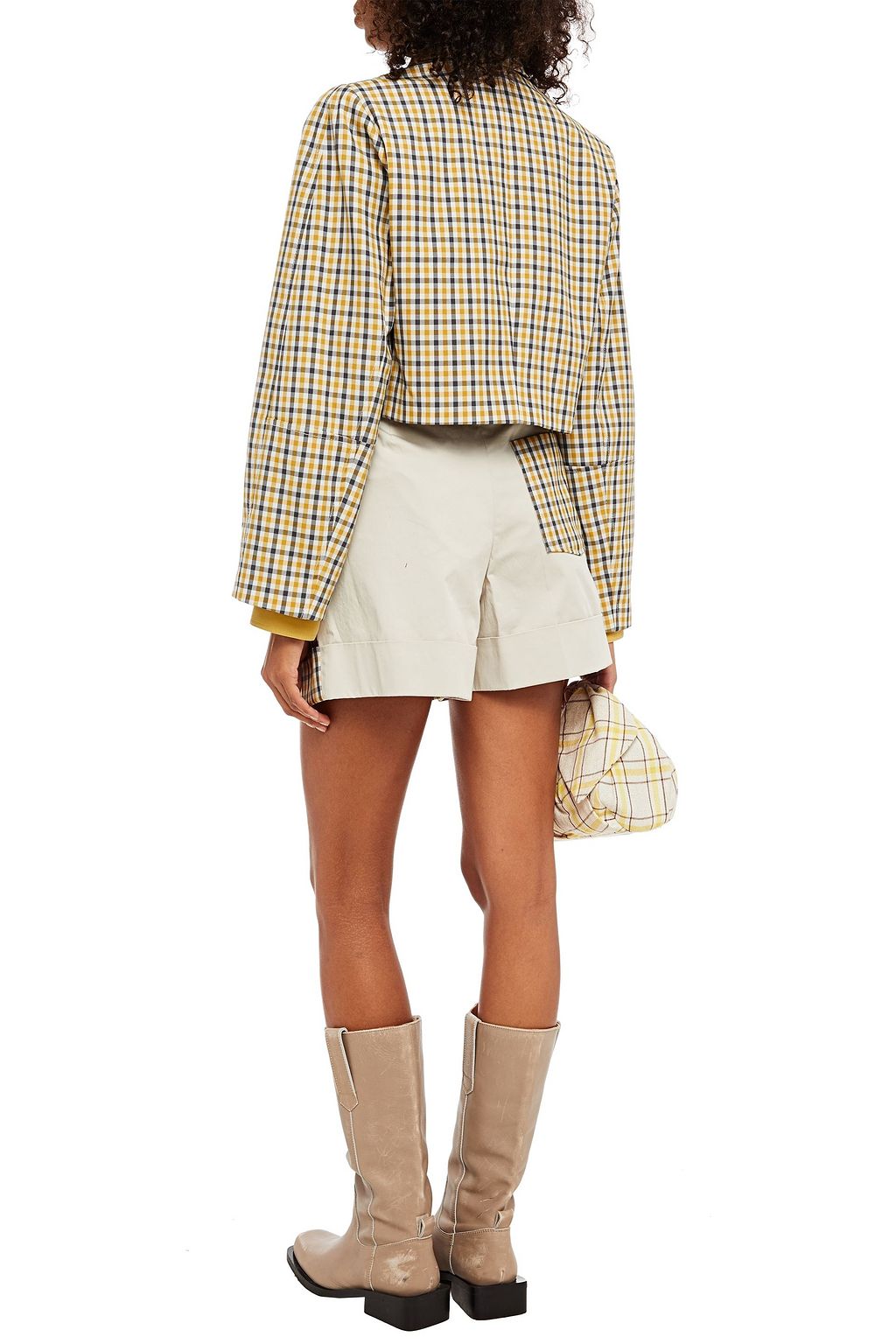 BAUM UND PFERDGARTEN Nomade gingham twill and stretch-cotton poplin shorts