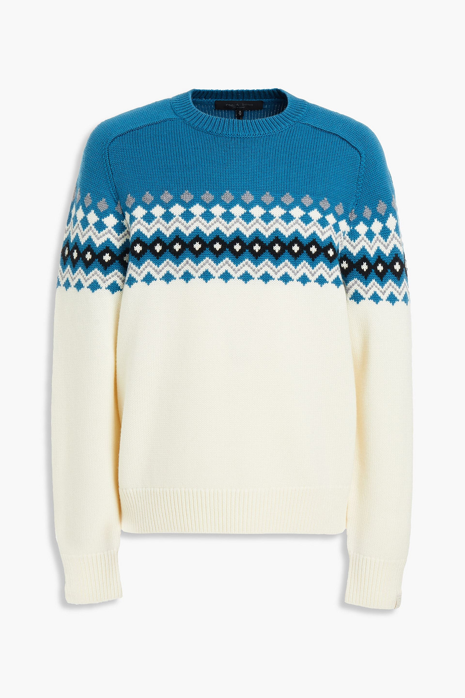 Rag & Bone Lloyd Jacquard-knit Merino Wool Jumper In Blue