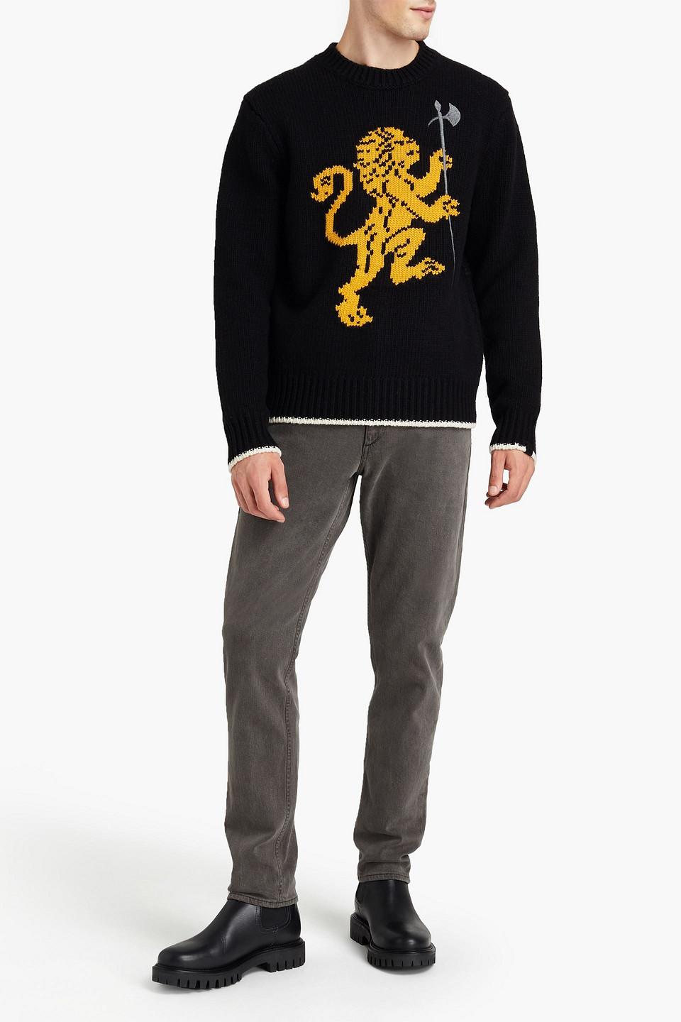 Rag & Bone Man Leo Jacquard-knit Wool Jumper In Black