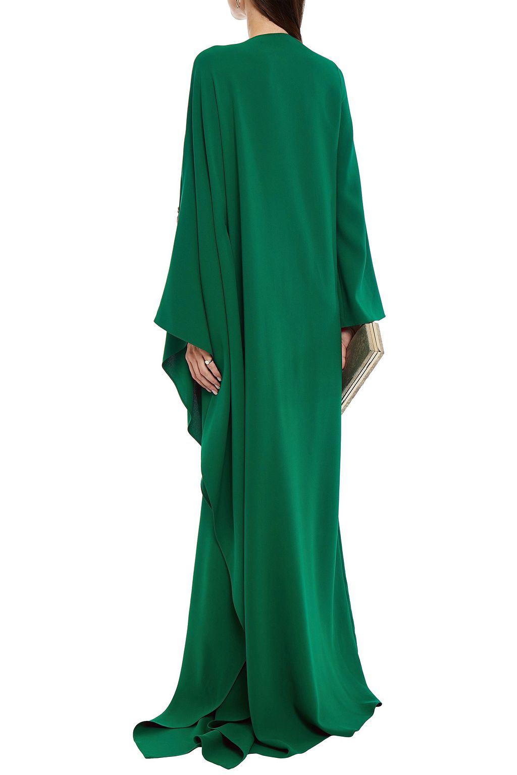 OSCAR DE LA RENTA Crystal-embellished stretch-silk crepe gown