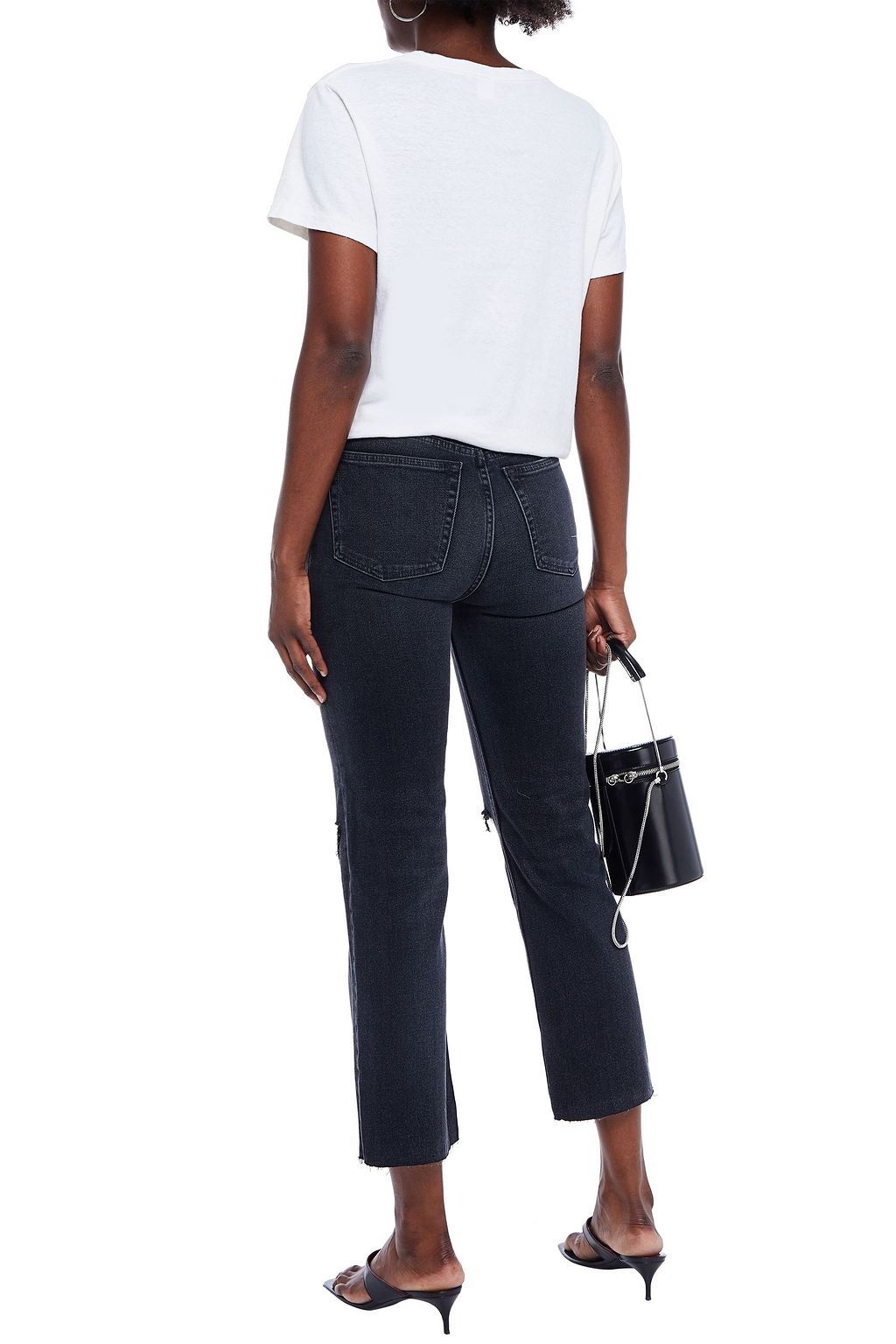 RE/DONE Cropped distressed high-rise straight-leg jeans