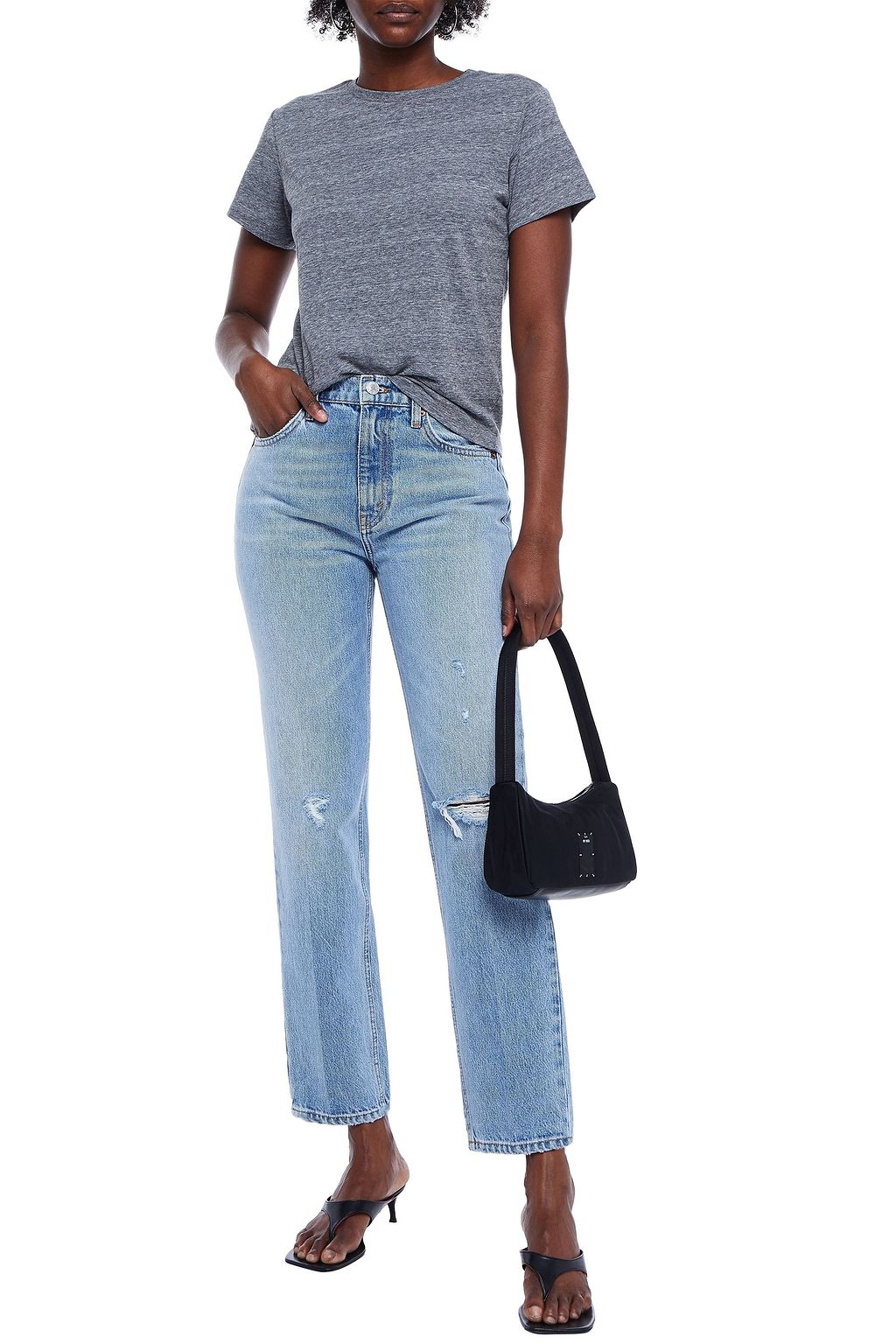 RE/DONE 70s distressed high-rise straight-leg jeans