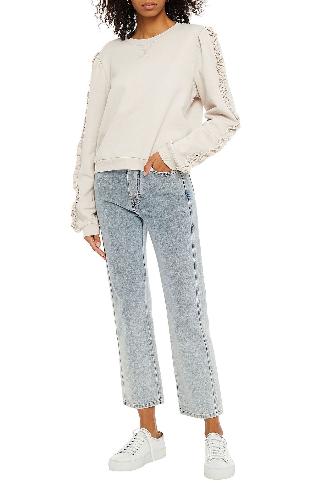 CAMI NYC Ruffle-trimmed French cotton-jersey sweatshirt