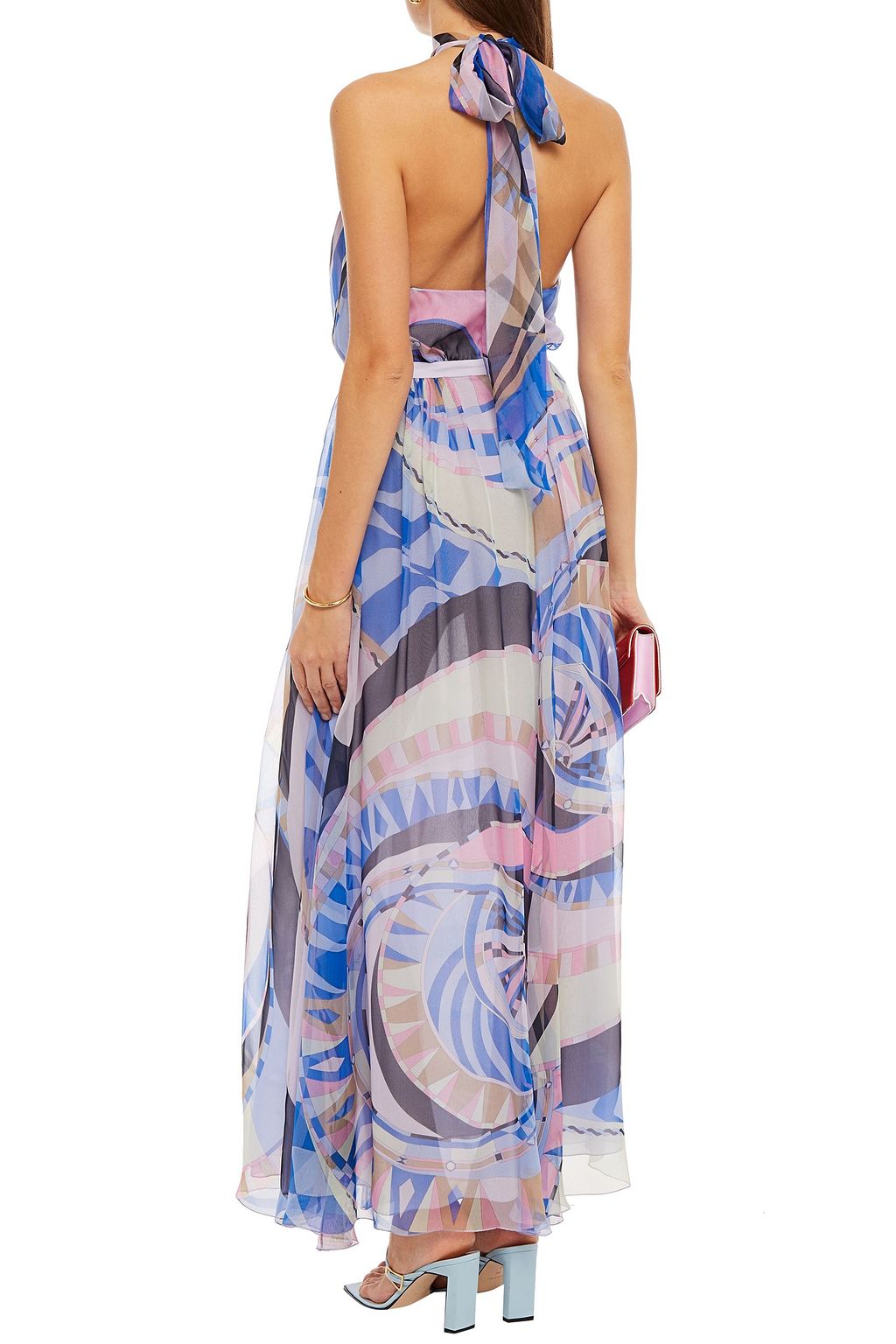 PUCCI Gathered printed silk-chiffon maxi dress