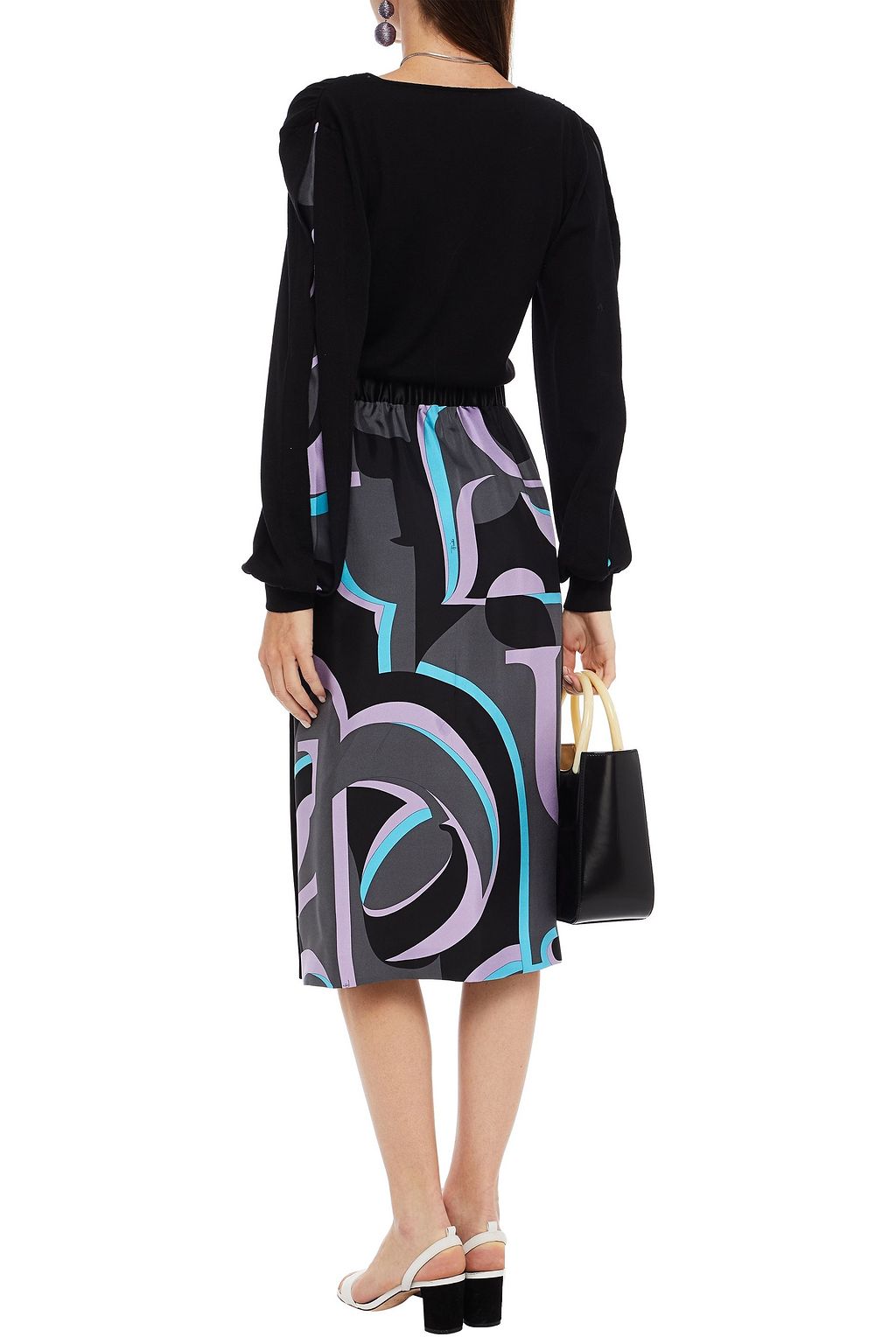 KOCHÉ X PUCCI Bedruckter Midirock aus Seiden-Twill