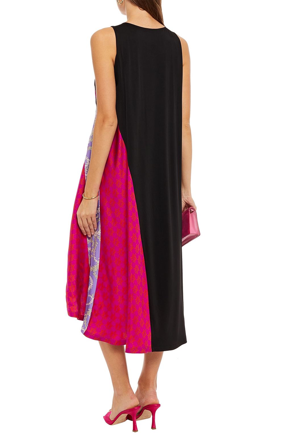 KOCHÉ X PUCCI Lace-trimmed printed twill and jersey dress