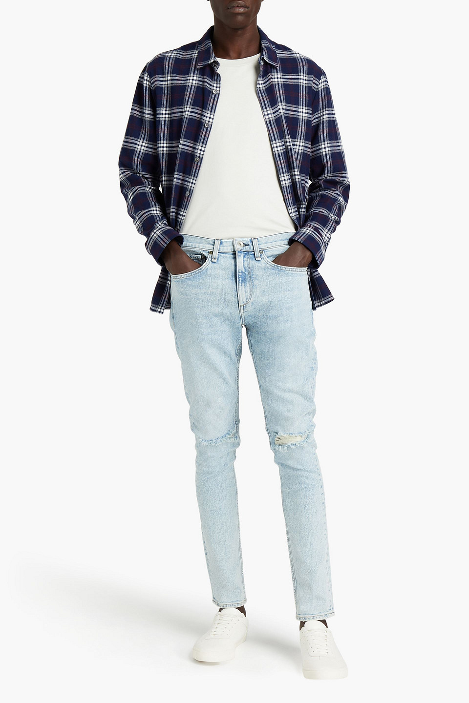 Rag & Bone Man Skinny-fit Distressed Denim Jeans In Blue