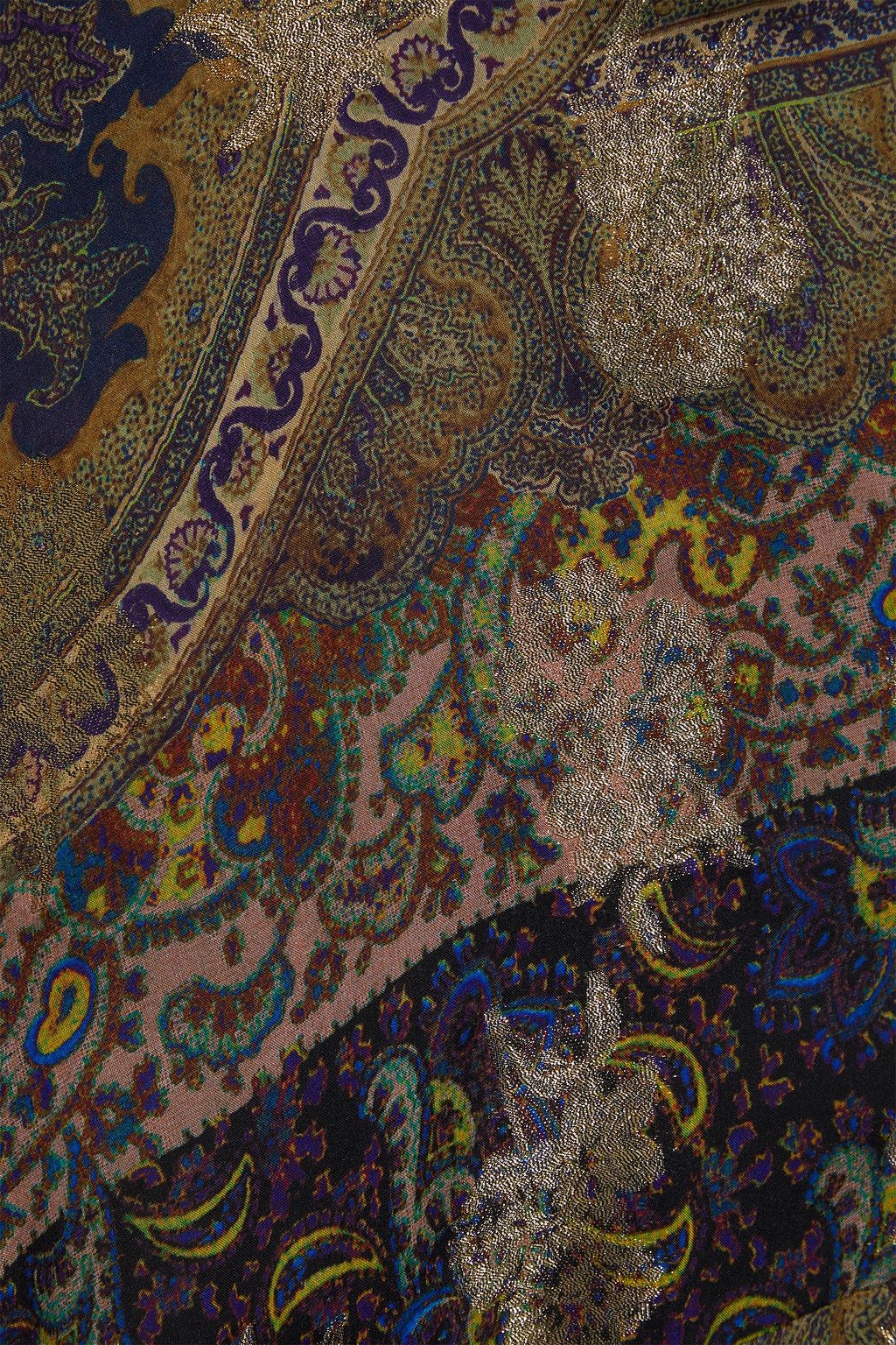 ETRO Metallic printed silk-blend jacquard maxi skirt