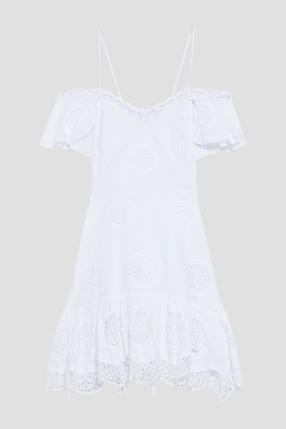 Charo Ruiz Ibiza Woman Cold-shoulder Broderie Anglaise Cotton-blend Mini Dress White Size M
