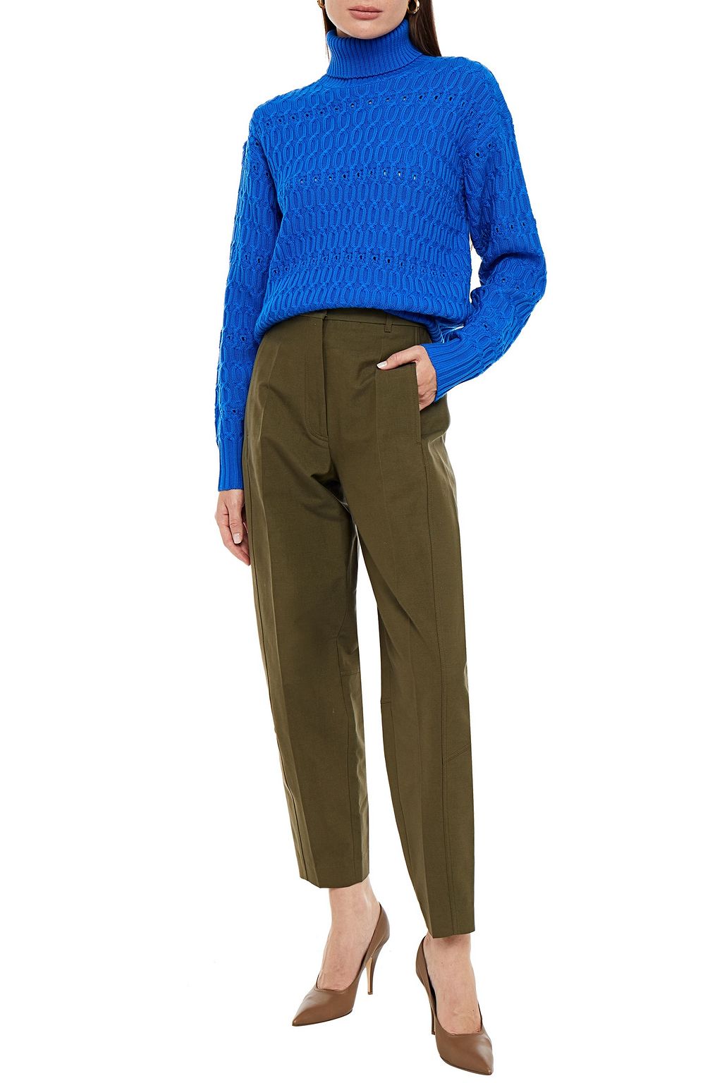 VICTORIA BECKHAM Cable-knit merino wool turtleneck sweater