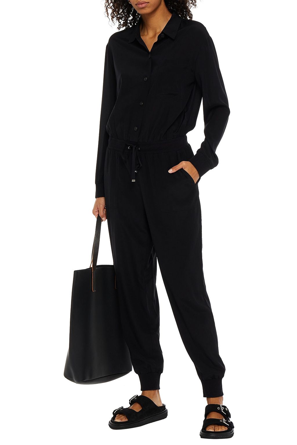 CAMI NYC Grosgrain-trimmed stretch-silk jumpsuit
