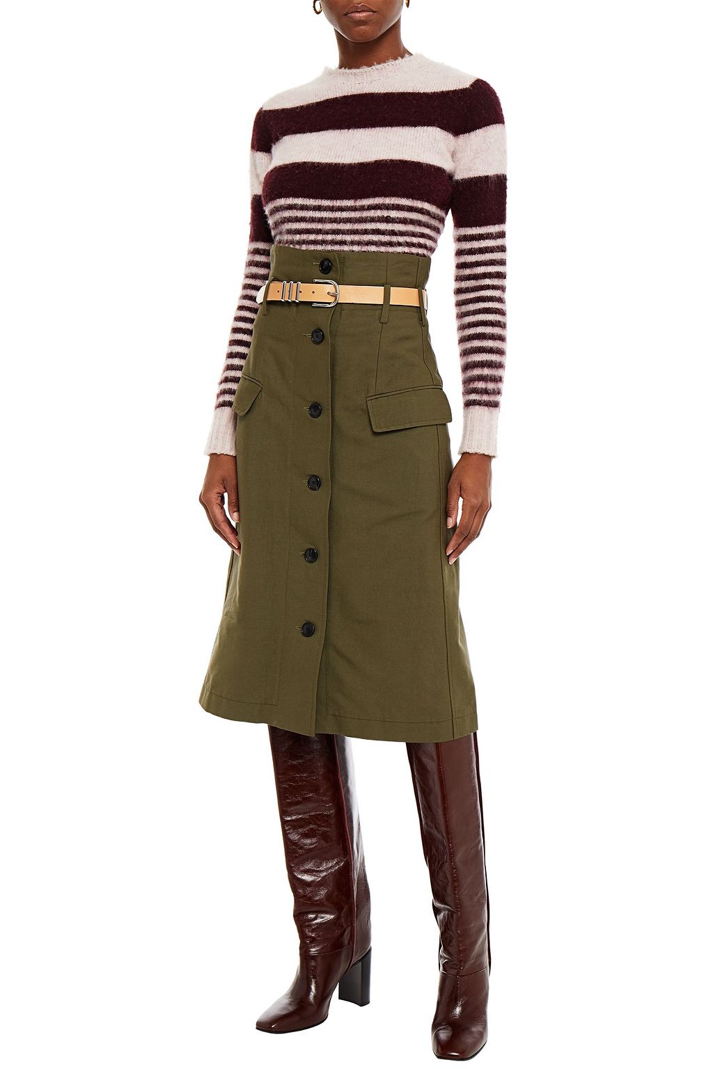 VICTORIA BECKHAM Brushed striped wool sweater