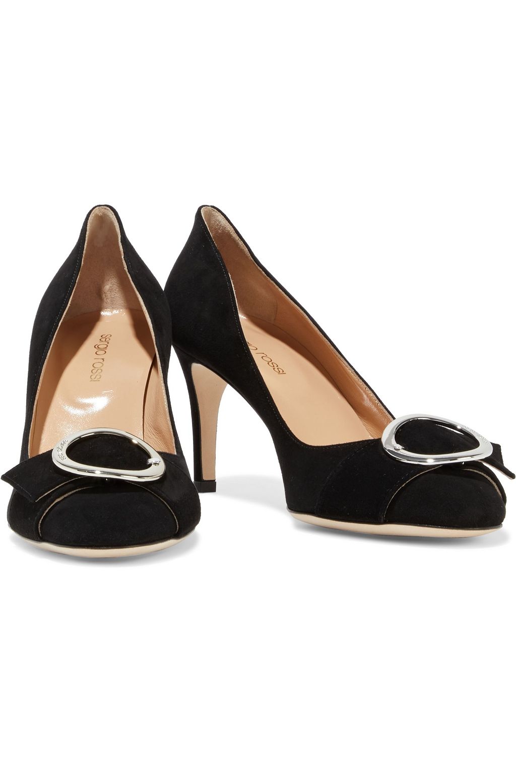 SERGIO ROSSI Madame buckle-embellished suede pumps