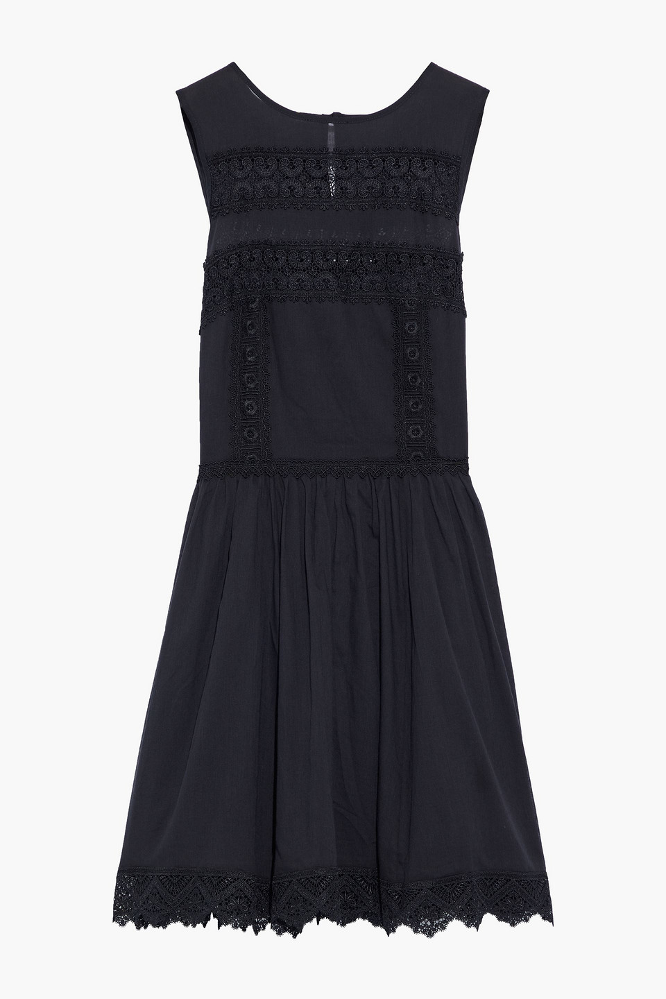 Charo Ruiz Ibiza Woman Crocheted Lace-trimmed Cotton-blend Voile Mini Dress Black Size M