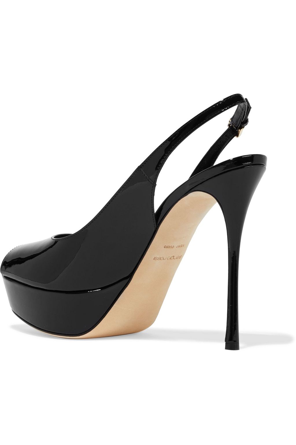 SERGIO ROSSI Alton patent-leather platform slingback pumps