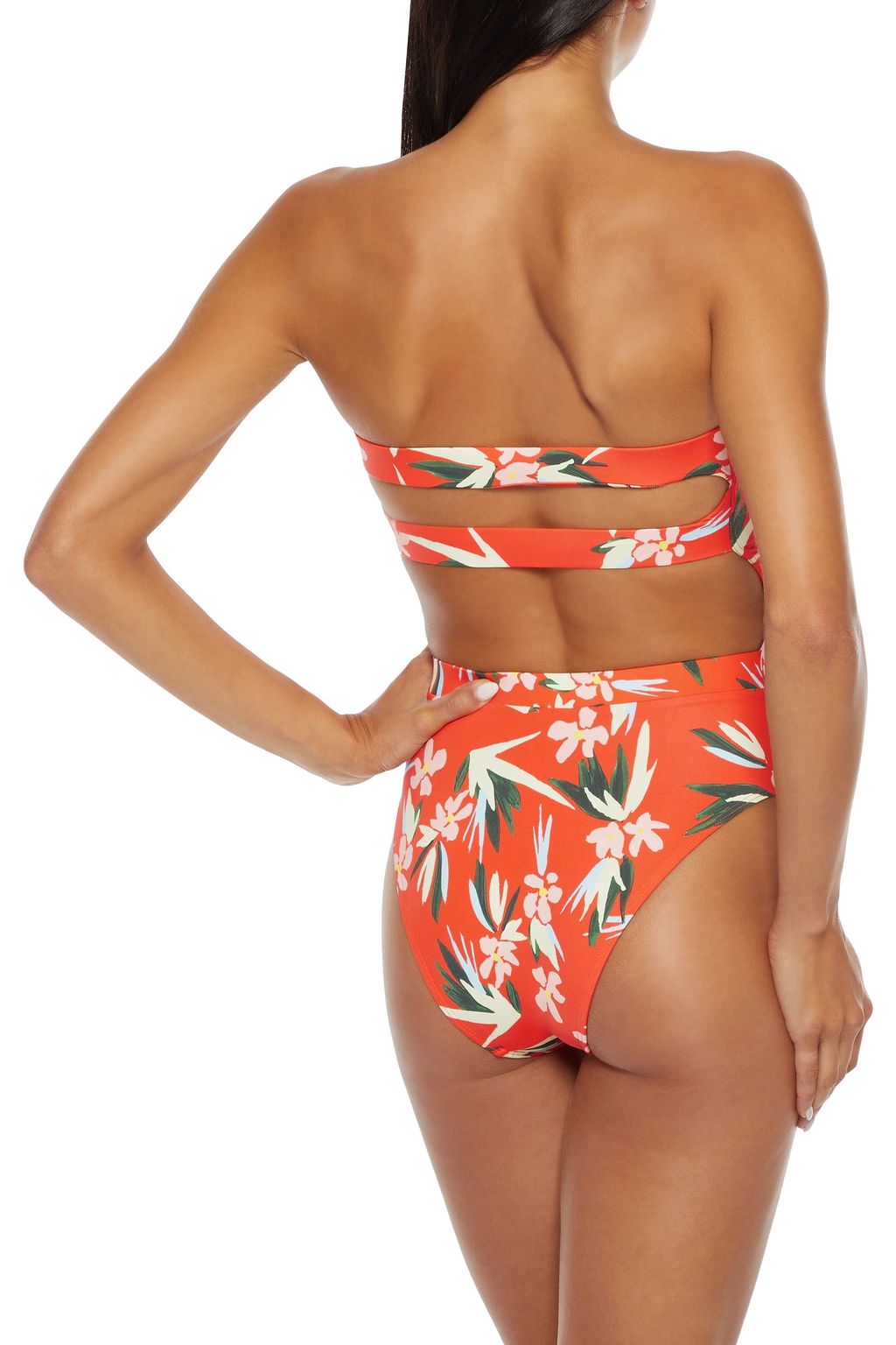 SOLID & STRIPED The Alessandra cutout floral-print bandeau swimsuit