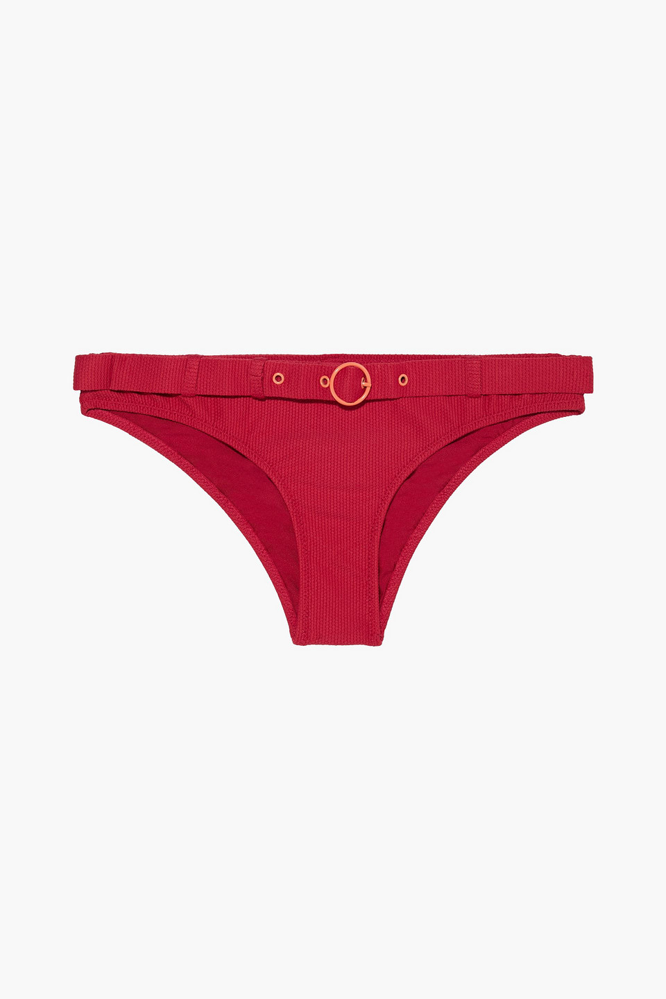 SOLID & STRIPED THE RACHEL BELTED TEXTURED LOW-RISE BIKINI BRIEFS,3074457345627450201