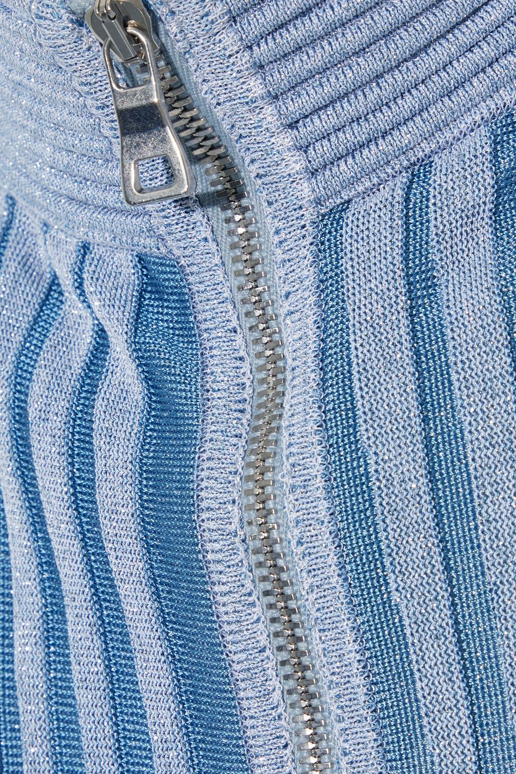 BALMAIN Cropped metallic ribbed-knit top