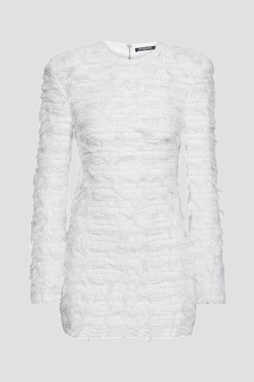 BALMAIN Frayed metallic bouclé-knit mini dress | Sale up to 70% off | OUTNET