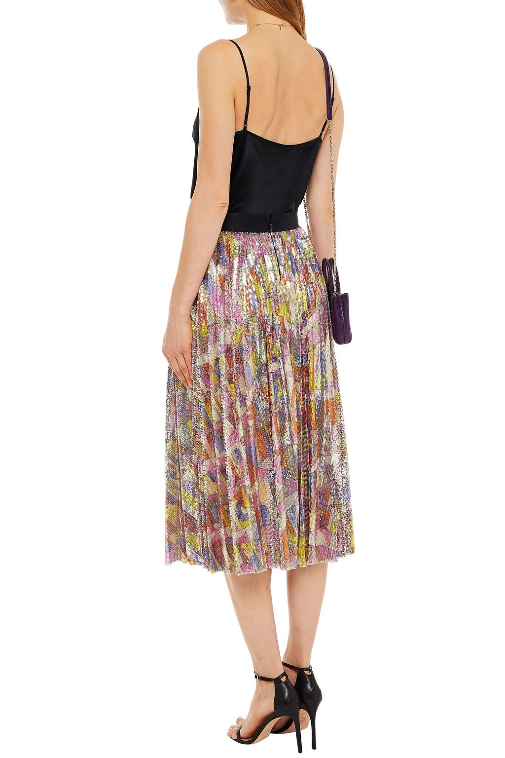 PUCCI Pleated sequined printed mesh midi skirt