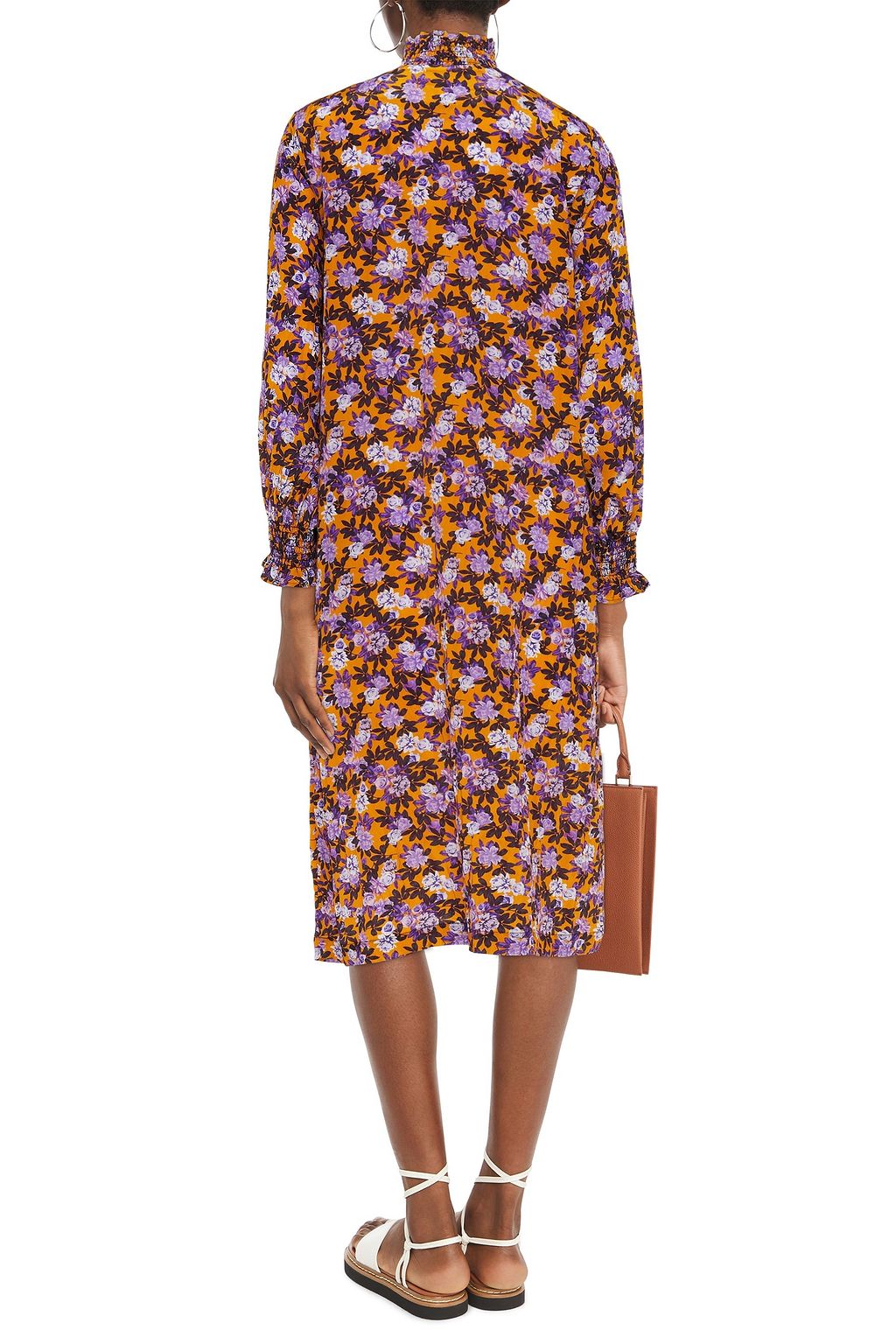 BAUM UND PFERDGARTEN Anamay crinkled checked satin midi dress
