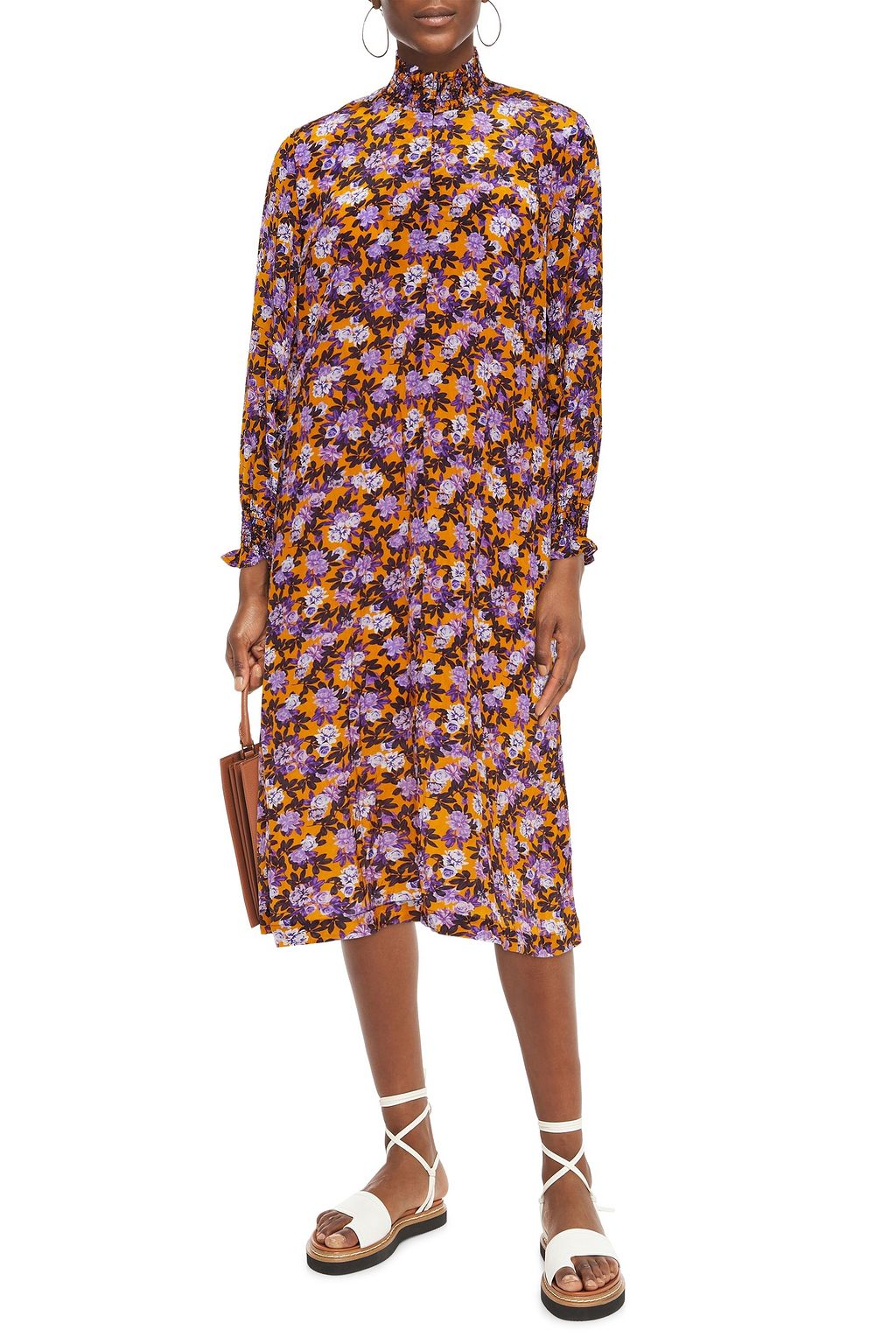 BAUM UND PFERDGARTEN Anamay crinkled checked satin midi dress