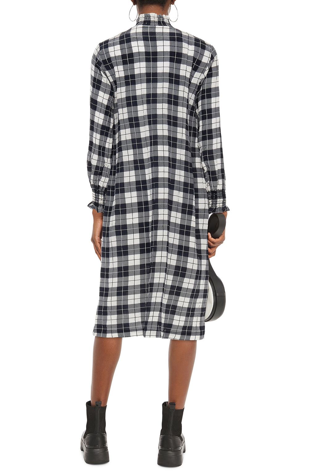 BAUM UND PFERDGARTEN Anamay crinkled checked satin midi dress
