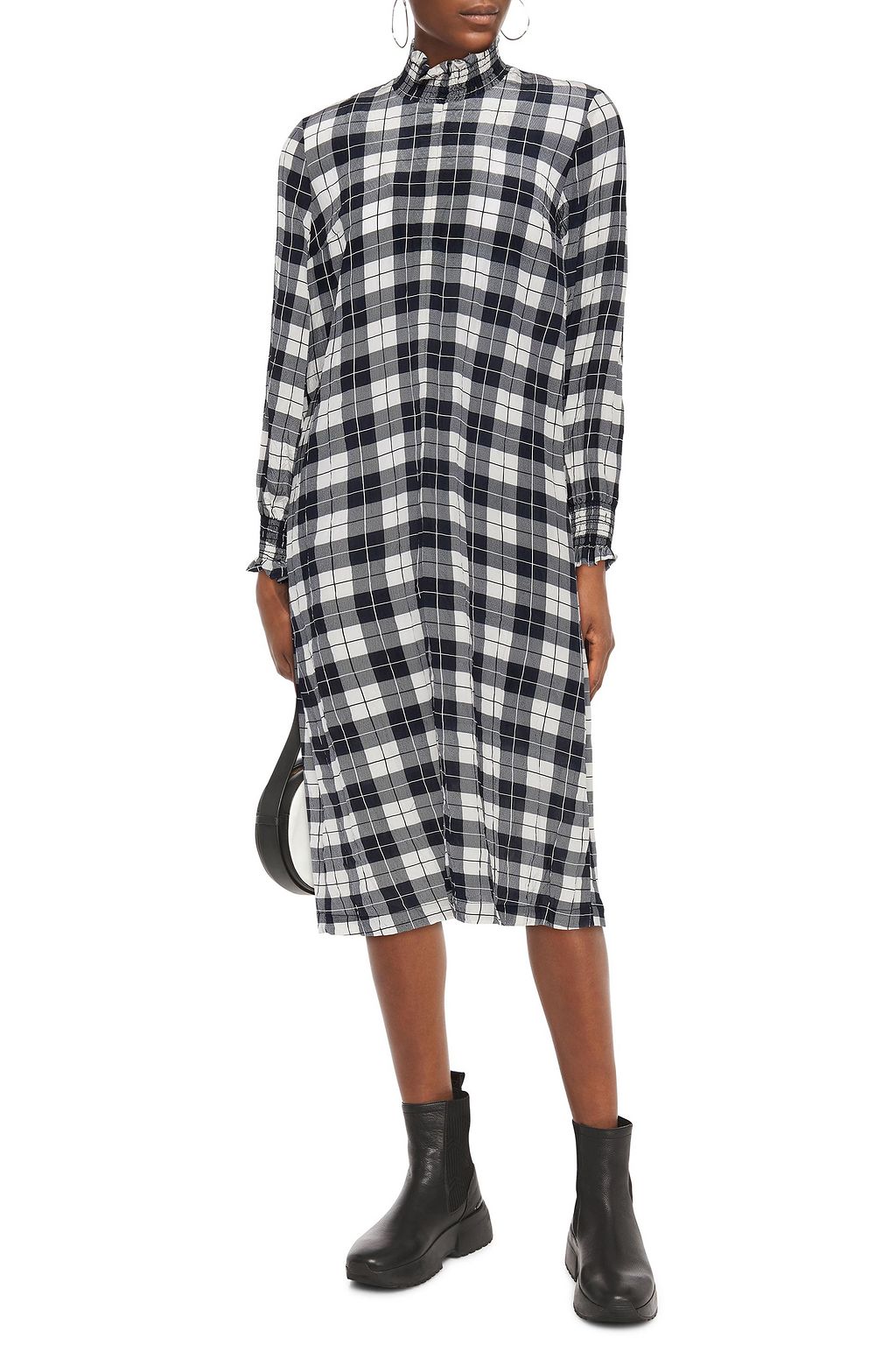 BAUM UND PFERDGARTEN Anamay crinkled checked satin midi dress