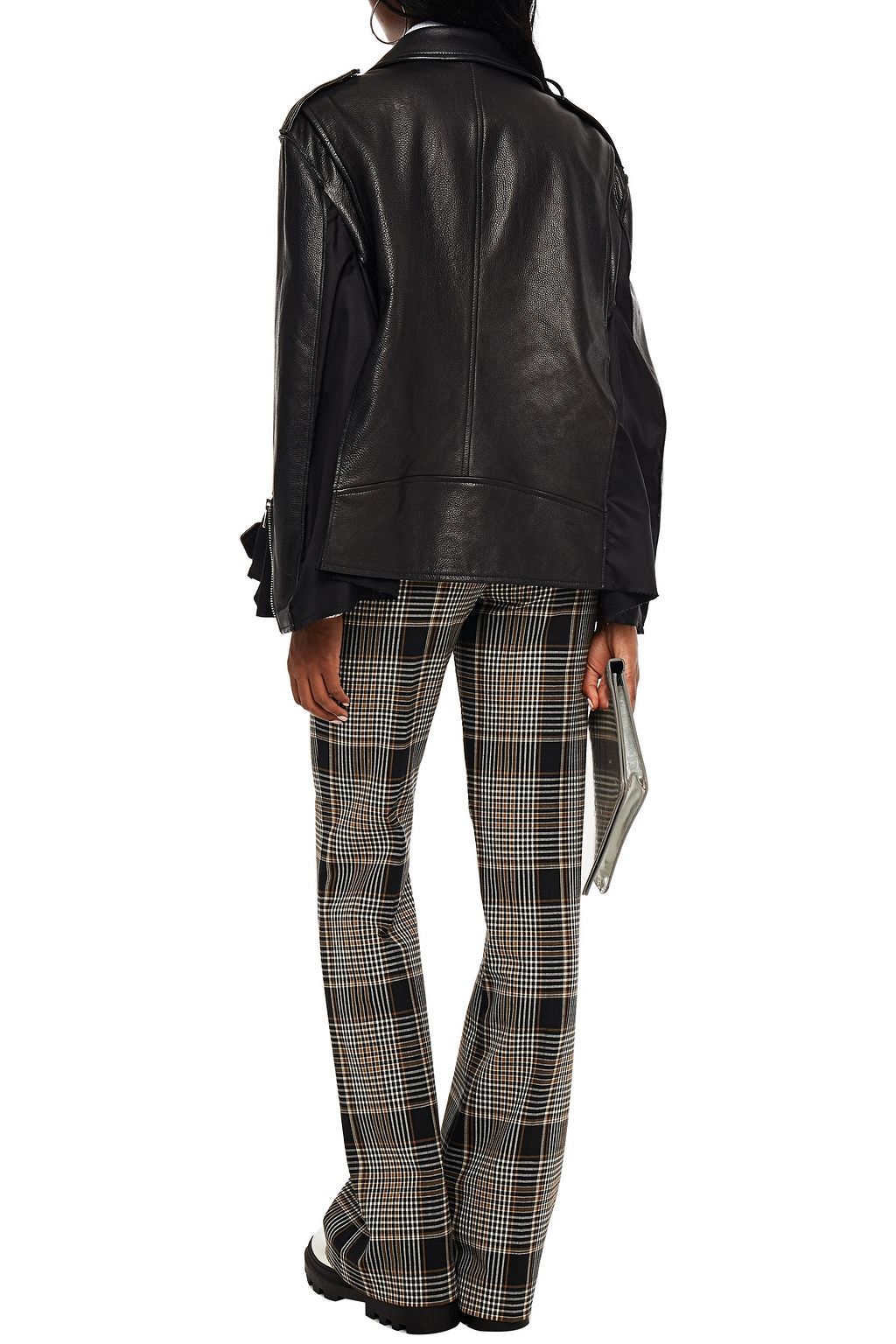 MAISON MARGIELA Silk-paneled cape-effect leather biker jacket