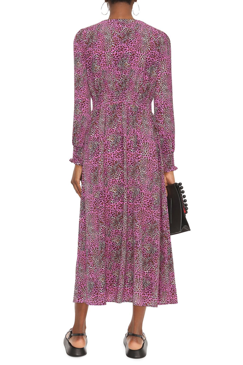 BAUM UND PFERDGARTEN Azia wrap-effect leopard-print crepe midi dress