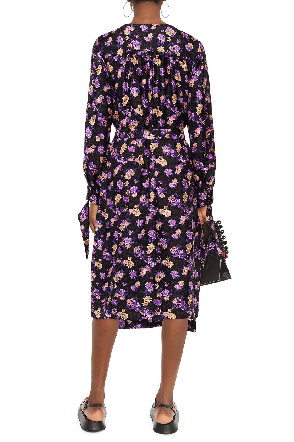 BAUM UND PFERDGARTEN Ajana floral-print silk twill midi wrap dress