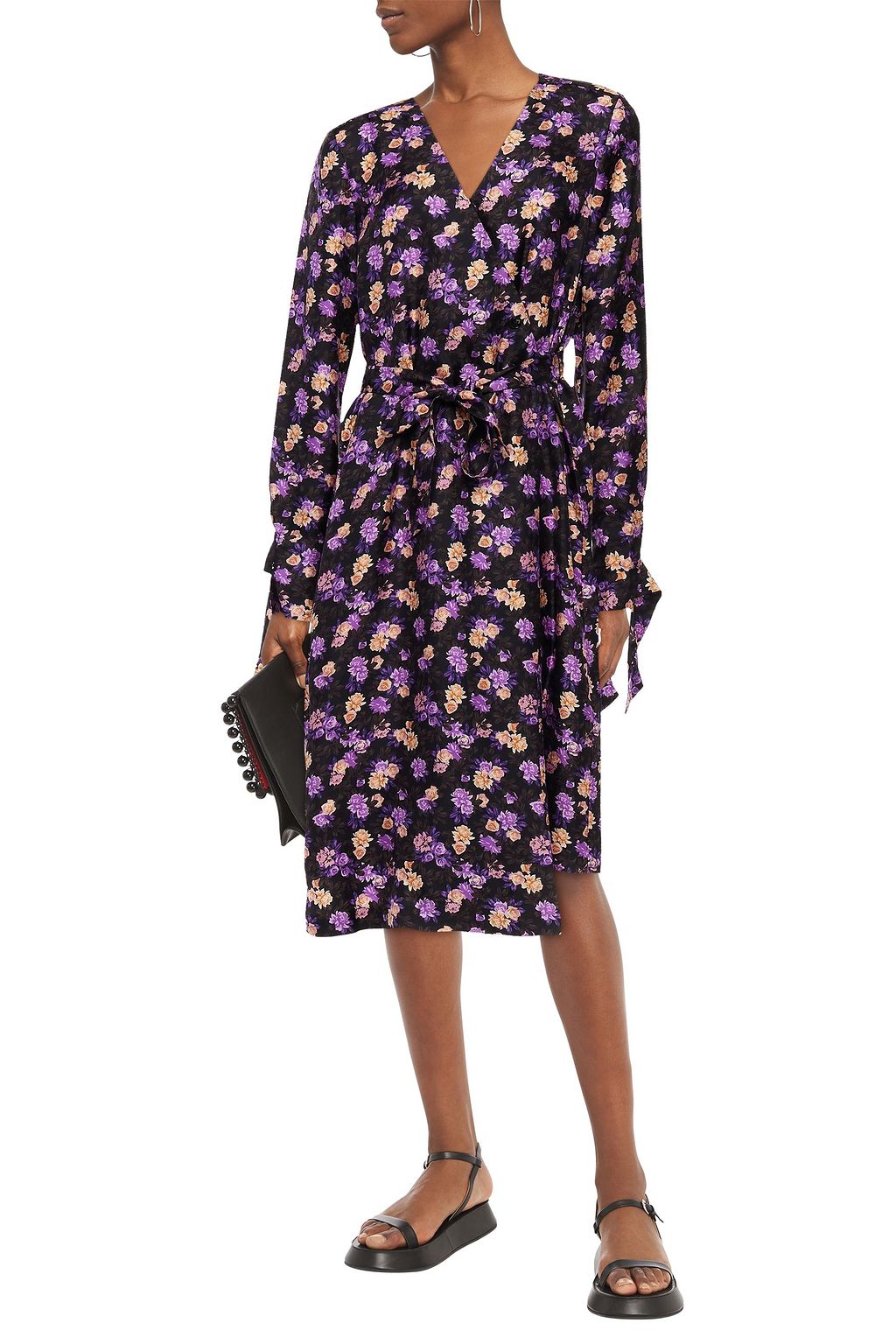 BAUM UND PFERDGARTEN Ajana floral-print silk twill midi wrap dress