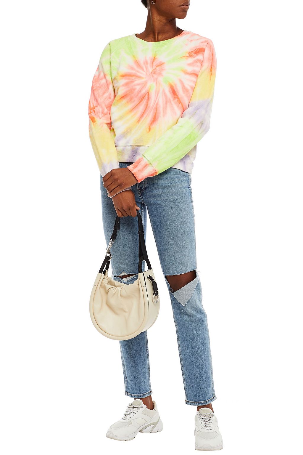 RE/DONE BY HANES Tie-dyed cotton-fleece sweatshirt