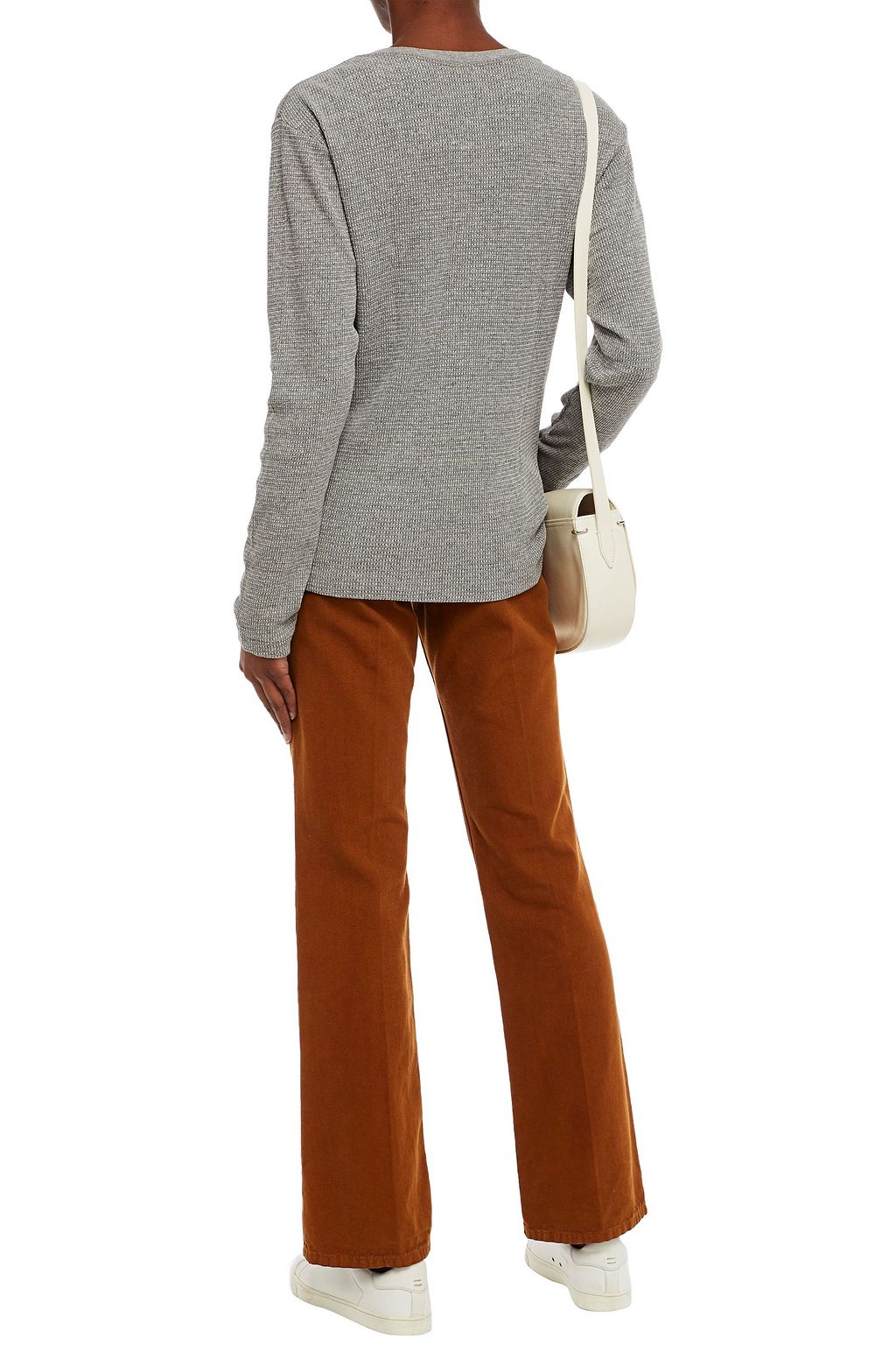 RE/DONE BY HANES Mélange waffle-knit cotton top